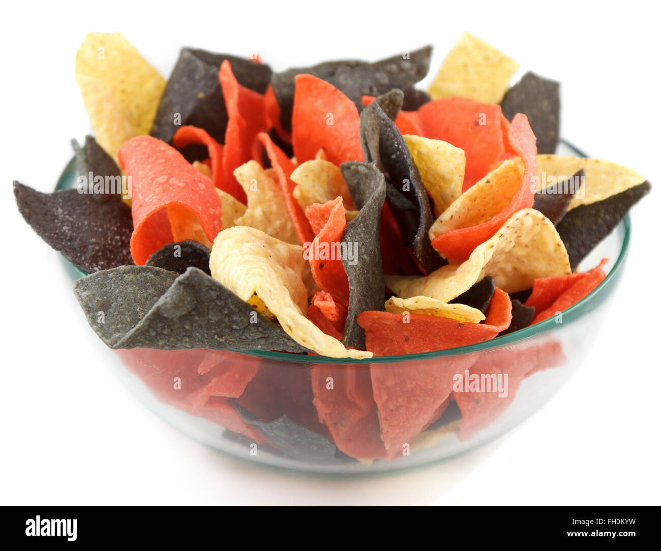 Bowl of mexican style nacho chips Stock Photo