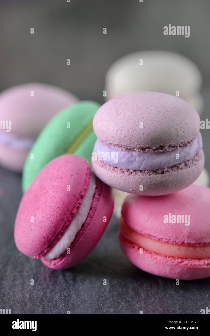 traditional french colorful macarons Stock Photo