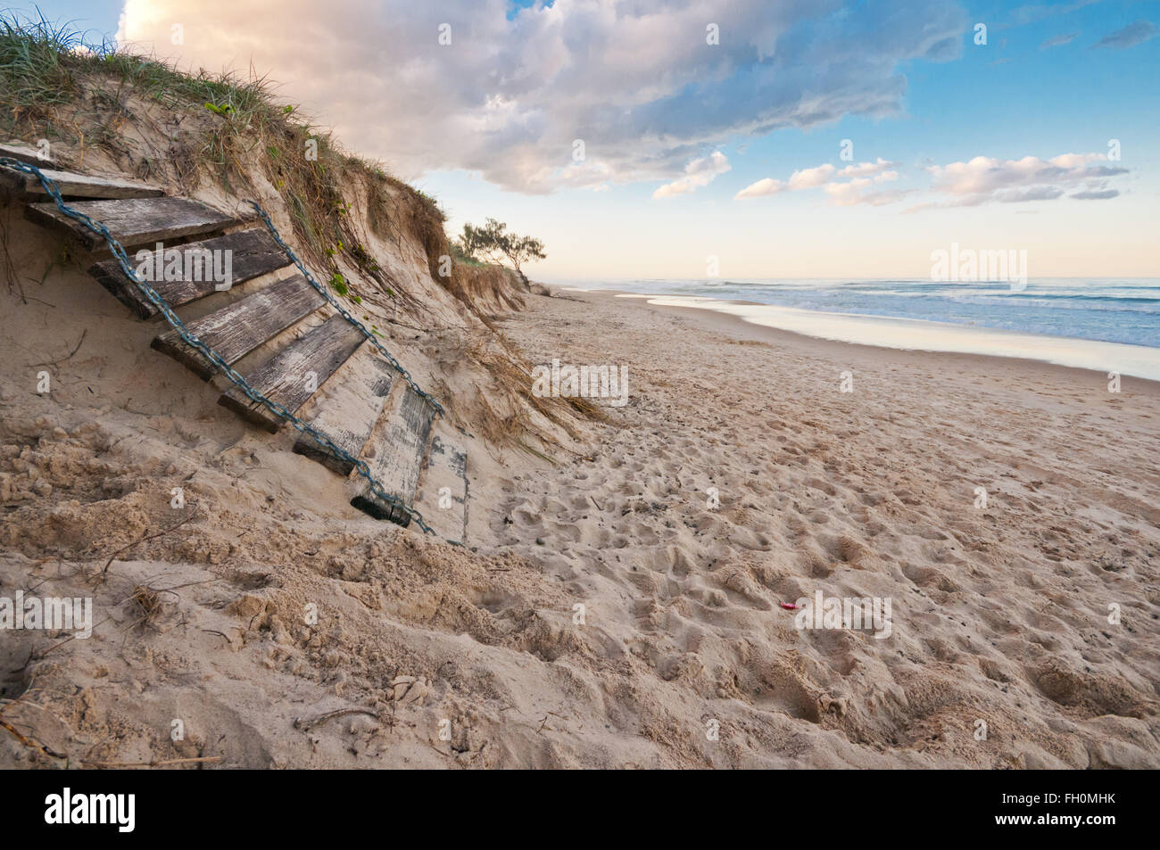 Sunshine Coast, Queensland, Australia, Beach, beach erosion, sand, damage, sand dunes, dunes, Stock Photo