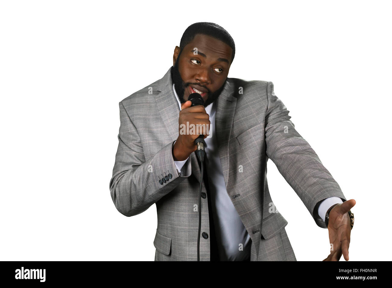 Black stand-up comedian. Stock Photo