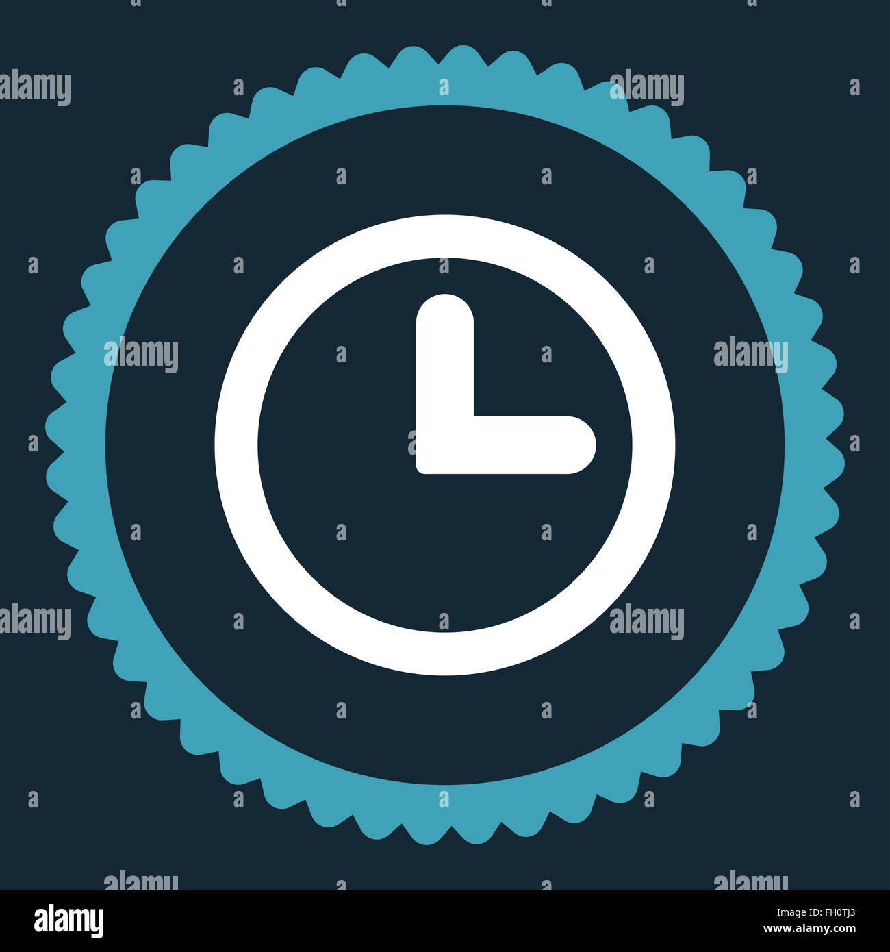 Clock flat blue and white colors round stamp icon Stock Photo - Alamy