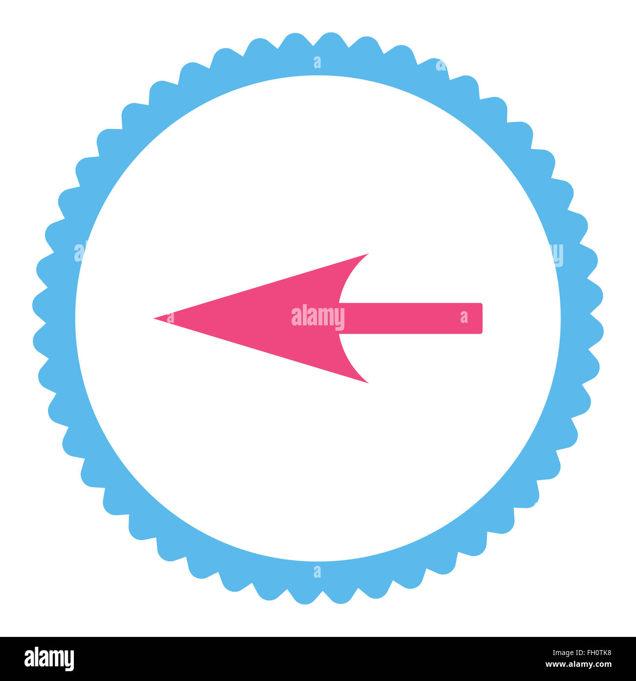 Sharp Left Arrow flat pink and blue colors round stamp icon Stock Photo ...