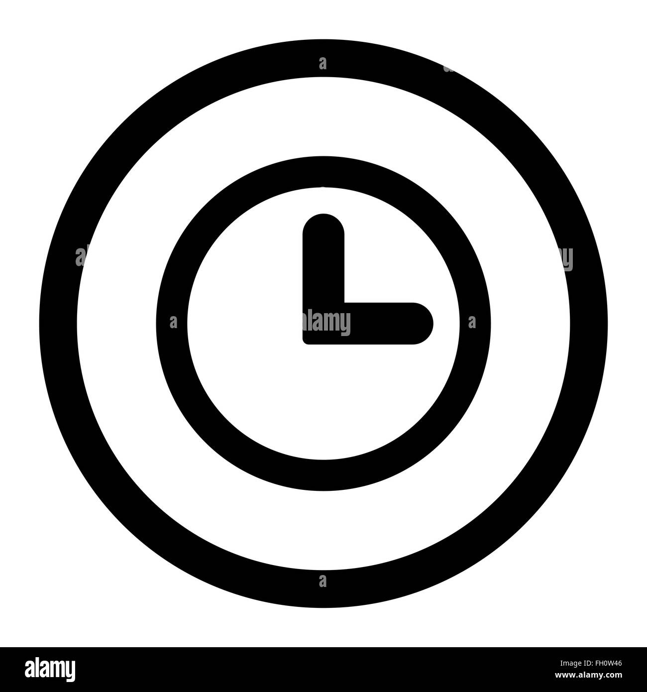 Clock flat black color rounded raster icon Stock Photo - Alamy