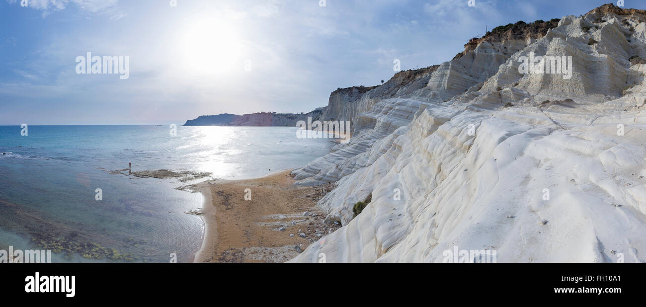 Lonely Coast, sea, bay, chalk cliffs, Scala dei Turchi, Realmonte, Sicily, Italy Stock Photo