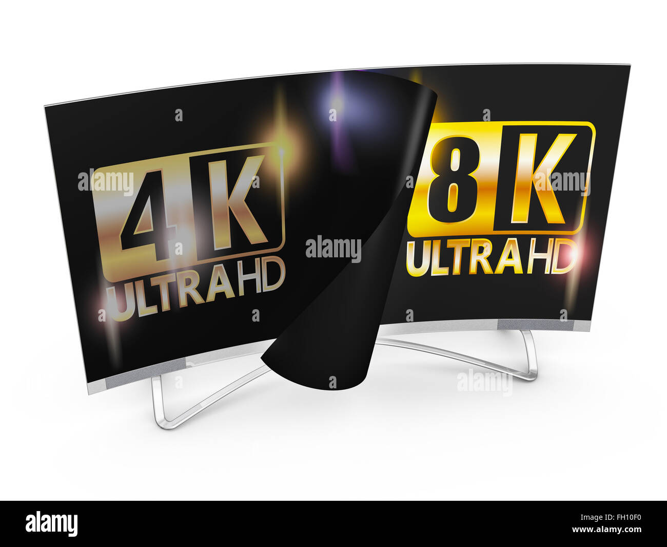 modern TV with 4k and 8K Ultra HD inscription on the screen Stock Photo