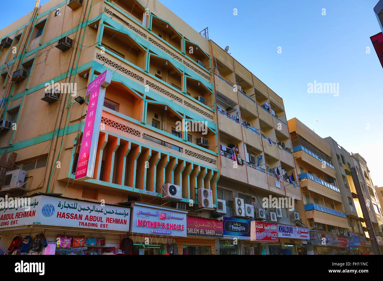 Shopping street in Deira, Dubai, UAE Stock Photo