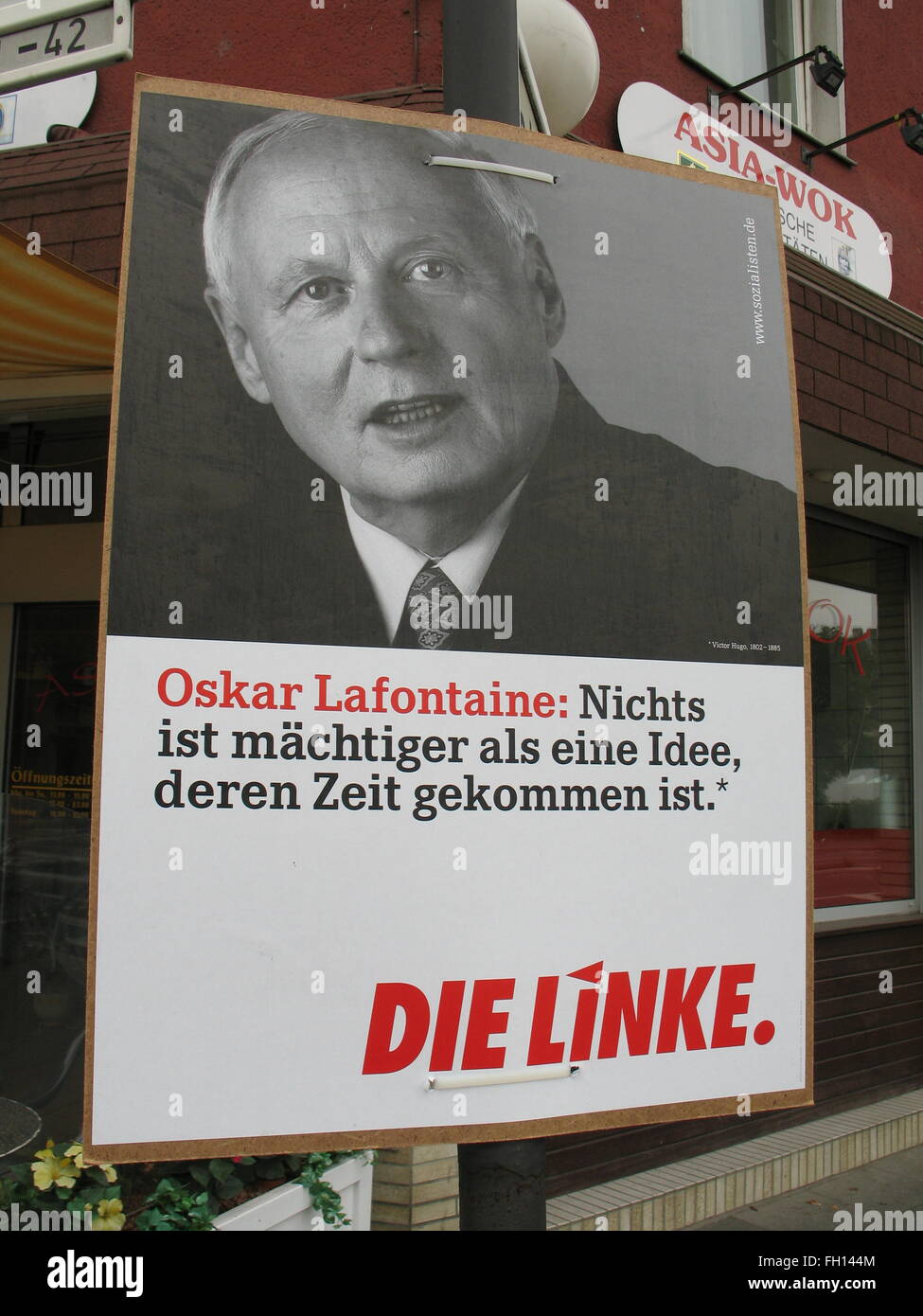 election poster with Oskar Lafontaine, Die Linle Stock Photo