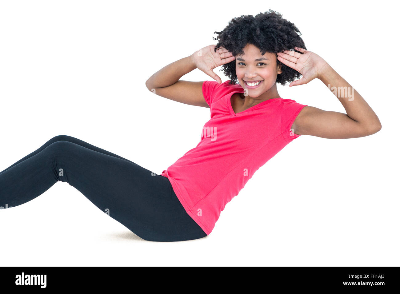 Sporty pregnant girl squatting, doing sit-ups isolated on white background.  Concept of healthy life Stock Photo - Alamy