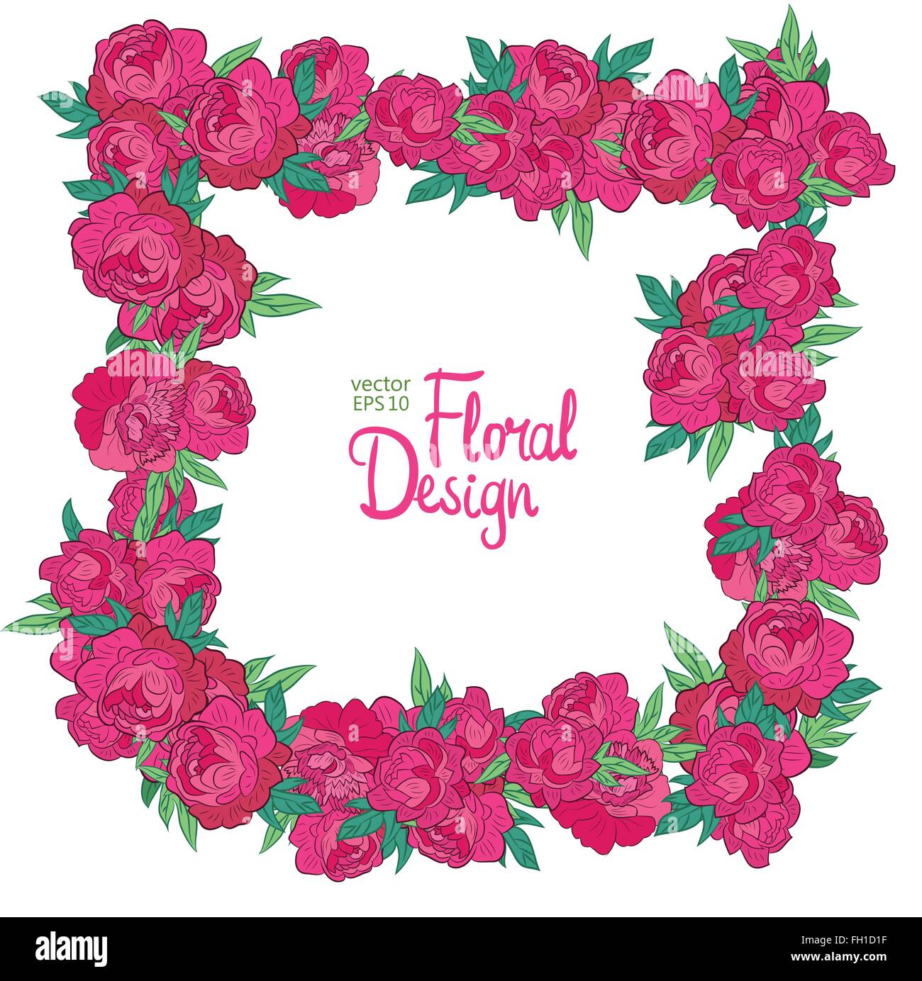Vector frame with peonies Stock Vector Image & Art - Alamy
