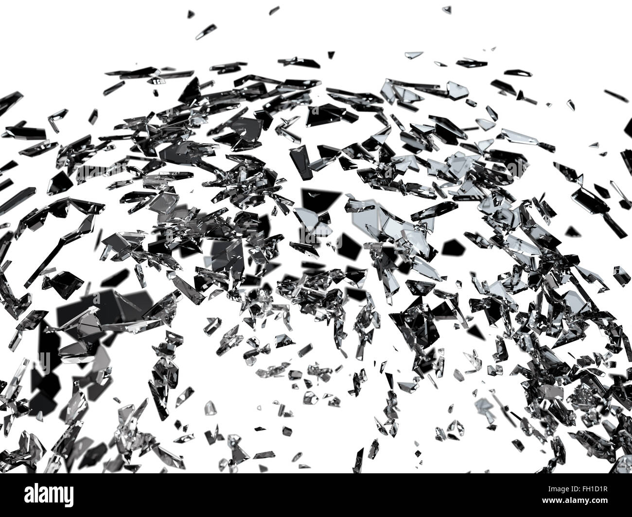 Destructed or broken glass on white isolated high resolution Stock