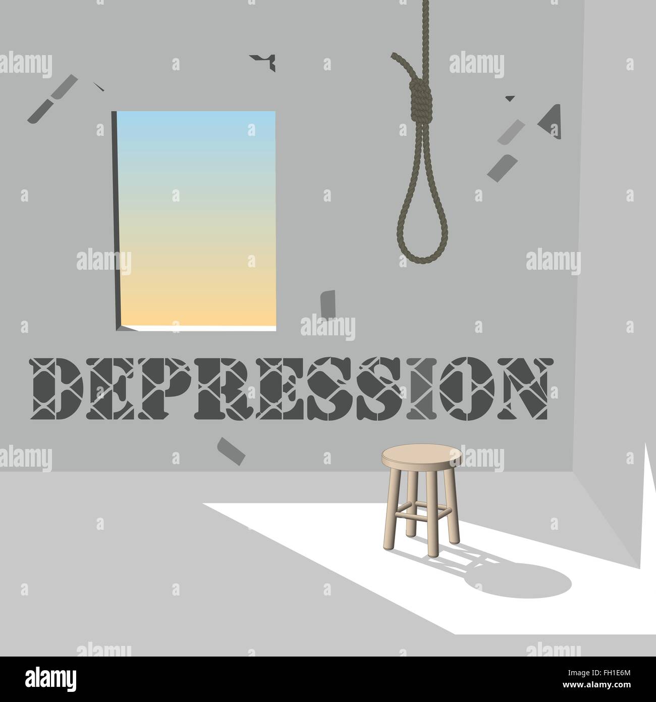 Depression in dark room Stock Vector