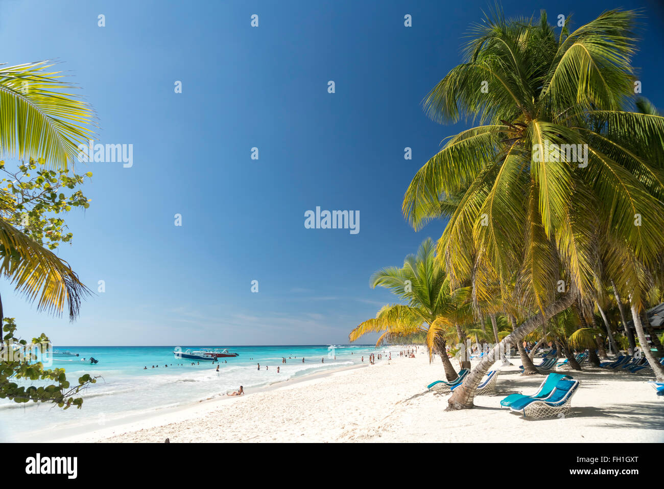 dream beach on the Caribbean Island Isla Saona, Dominican Republic, Carribean, America, Stock Photo