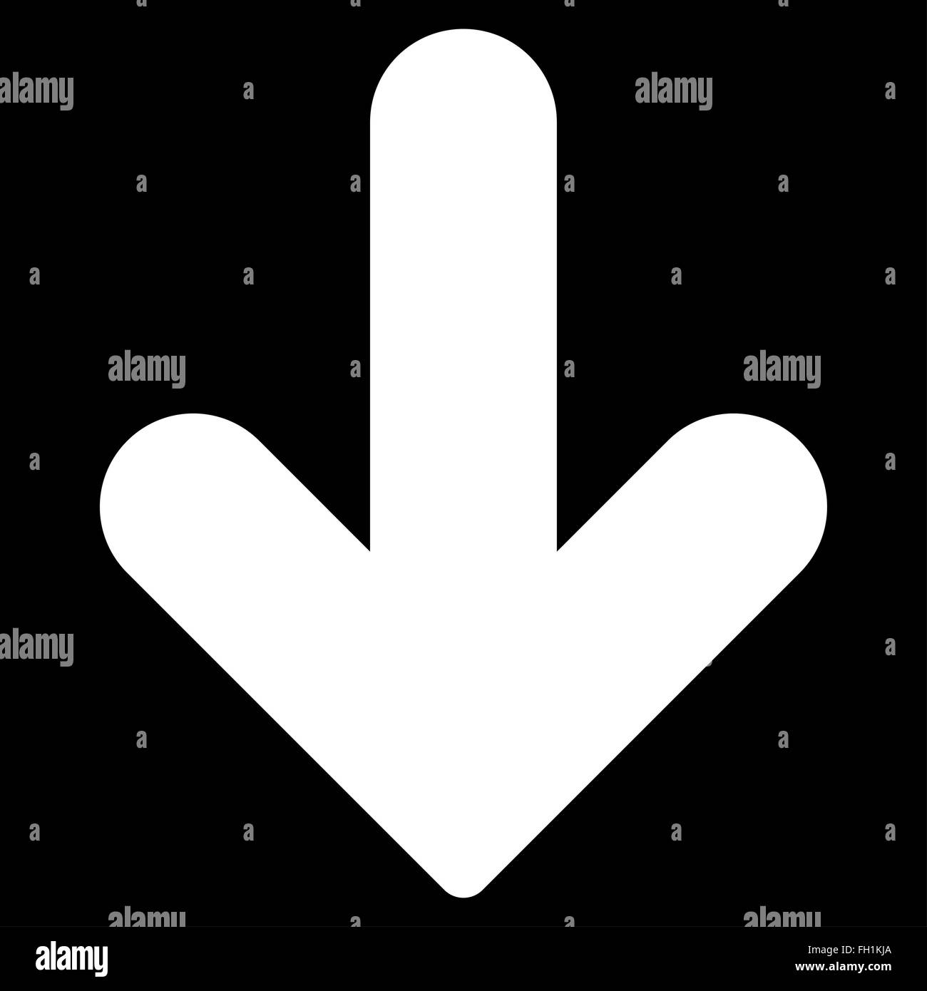 Arrow Down flat white color icon Stock Photo - Alamy