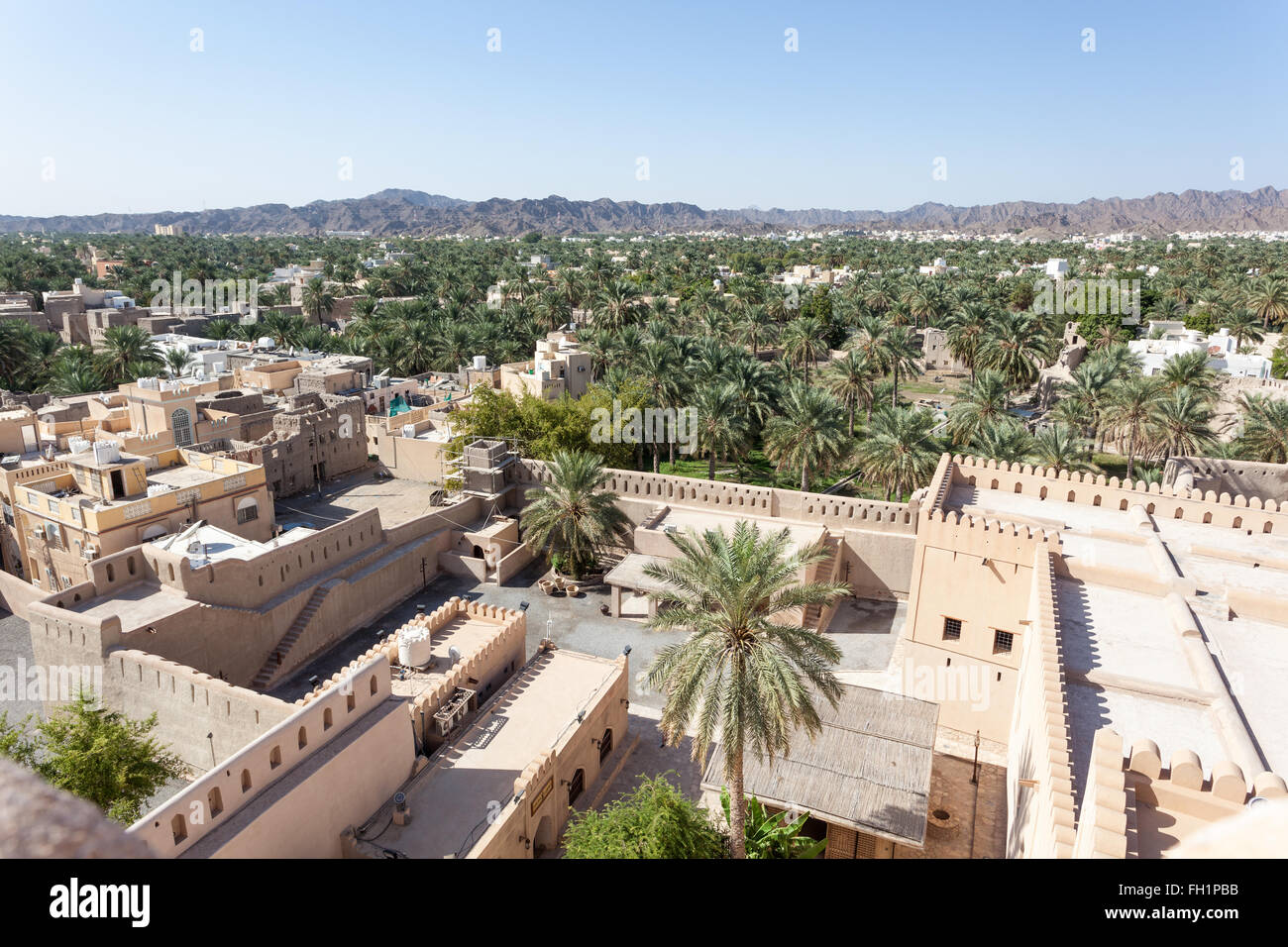 View over the oasis in the city of Nizwa, Sultanate of Oman, Middle East Stock Photo