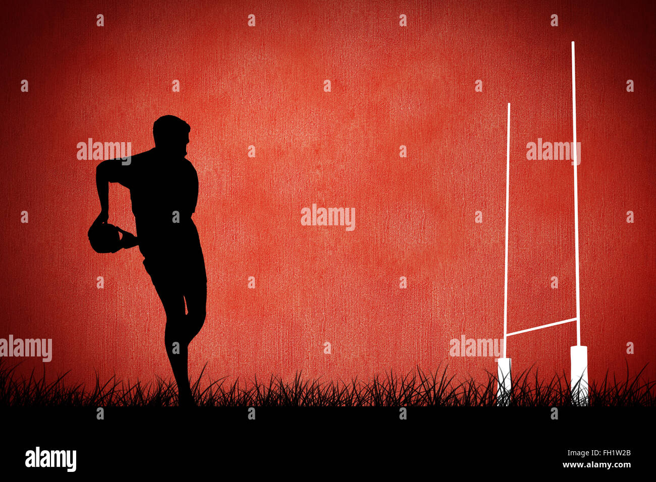 Composite image of silhouette of rugby player Stock Photo - Alamy