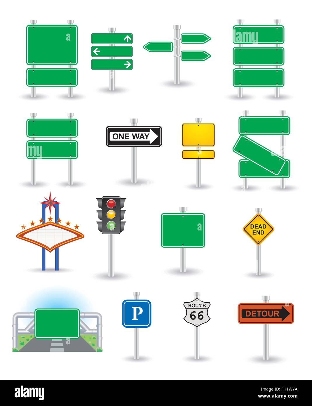set of green signs Stock Vector
