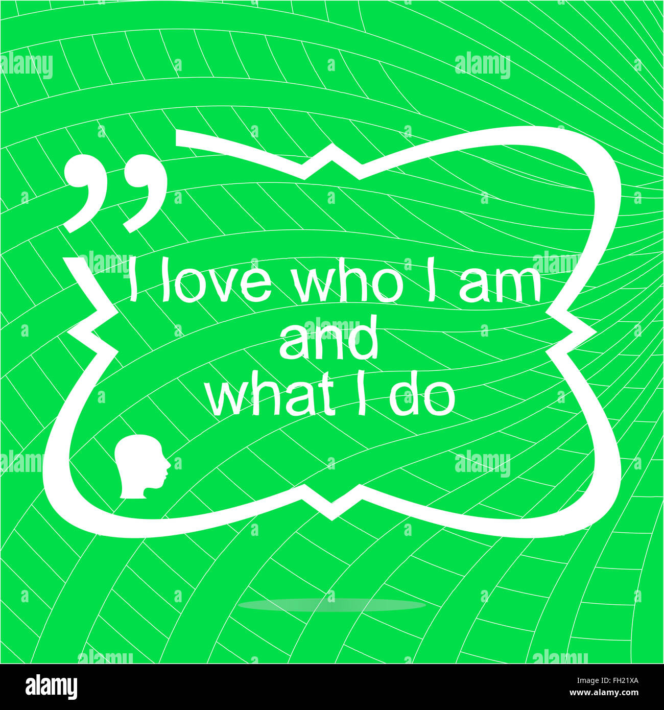 I love who I am and what I do. Inspirational motivational quote. Simple trendy design. Positive quote Stock Photo