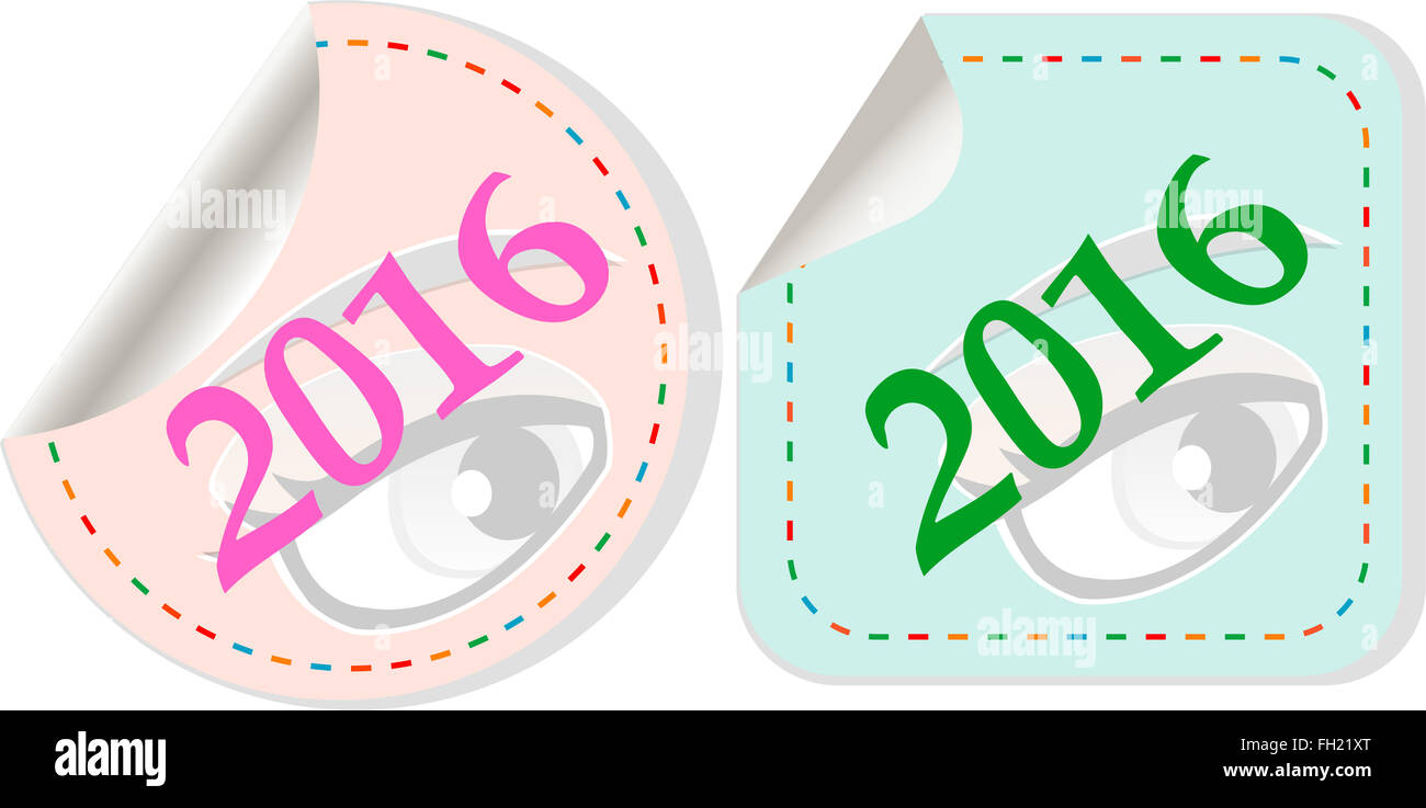 Happy new year 2016 - vector icon with shadow on a grey button Stock ...