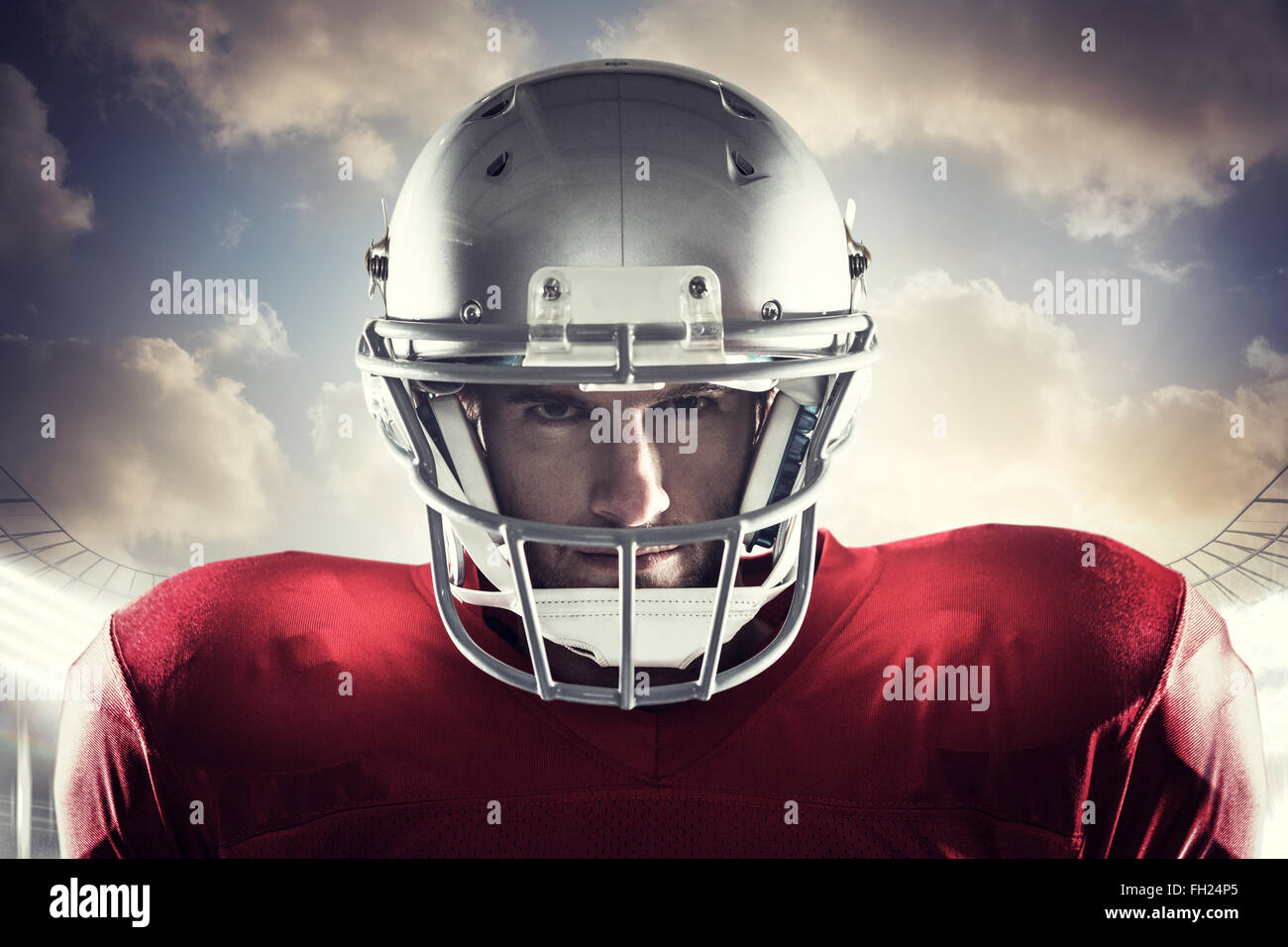 Composite image of close-up portrait of american football player Stock ...