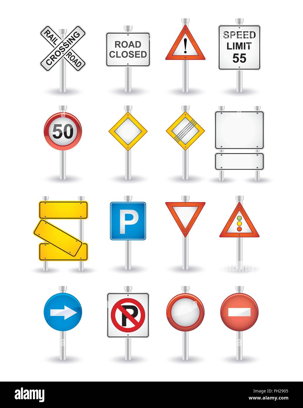danger road signs set Stock Vector Image & Art Alamy
