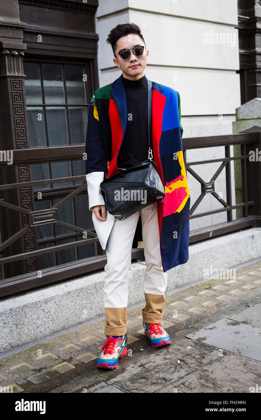 Street style at London Collections Men fashion week, Autumn Winter 2016. Stock Photo