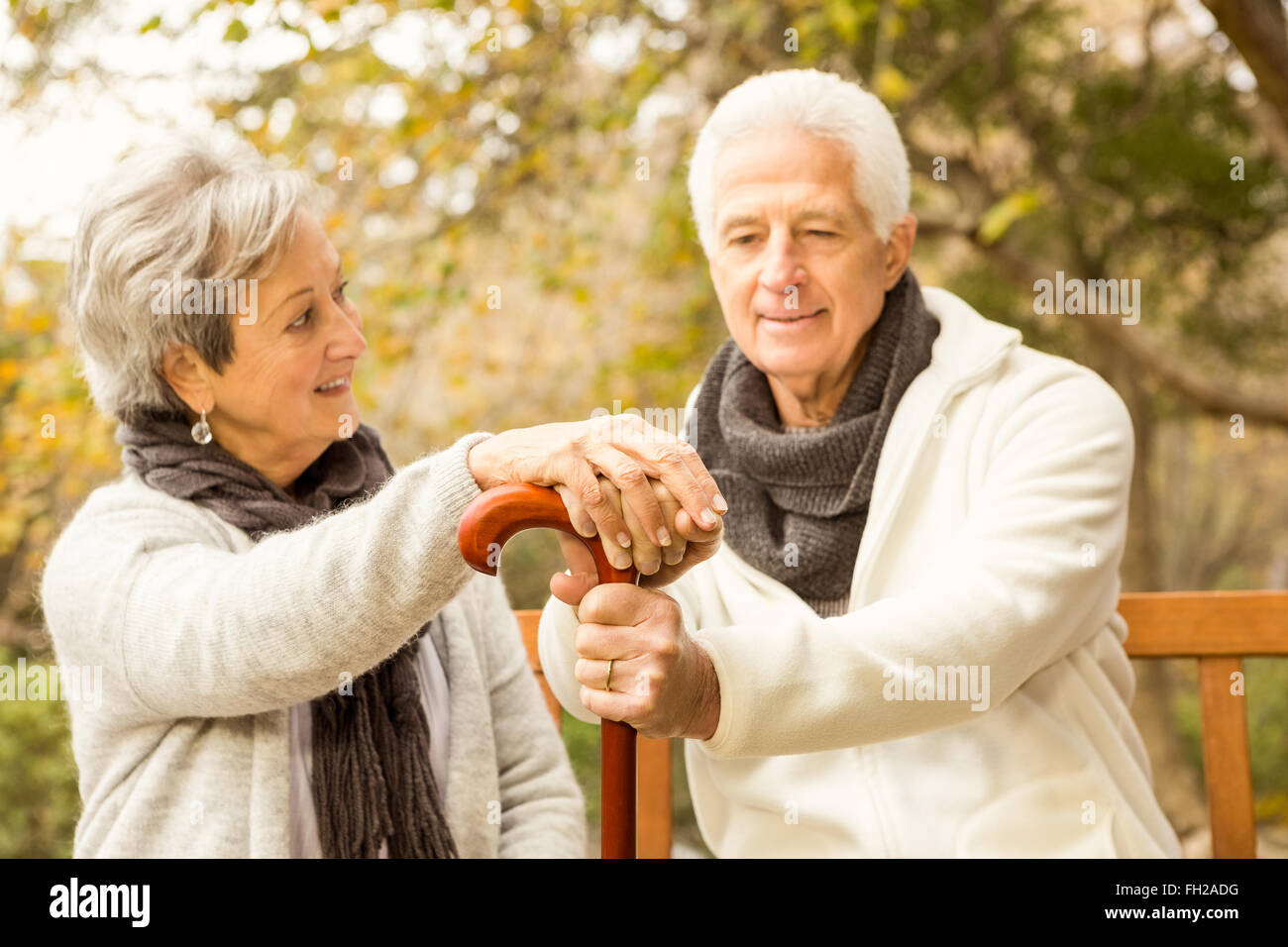 Senior couple in the park Stock Photo - Alamy