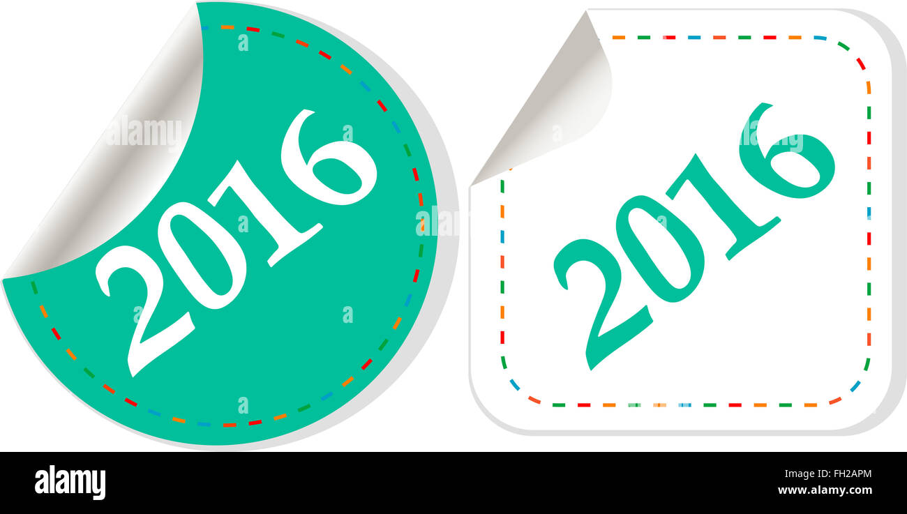 Happy new year 2016 - vector icon with shadow on a grey button Stock ...