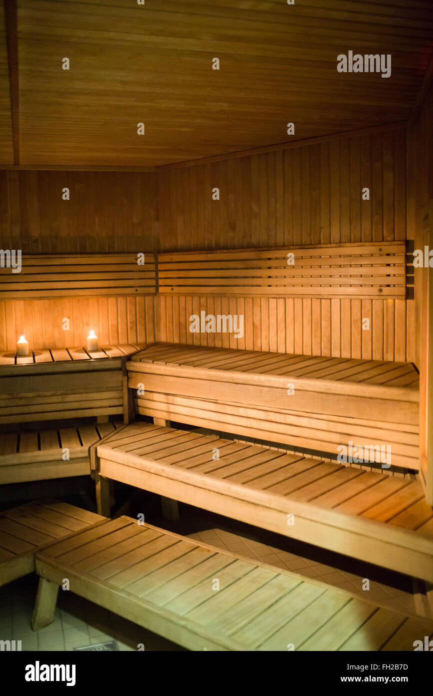 Candles lighting in a sauna Stock Photo - Alamy