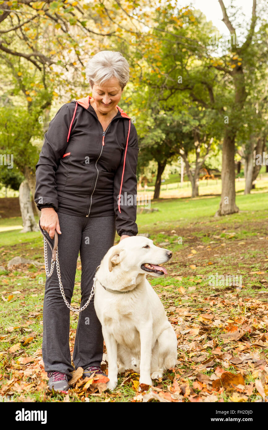Senior woman in the park Stock Photo