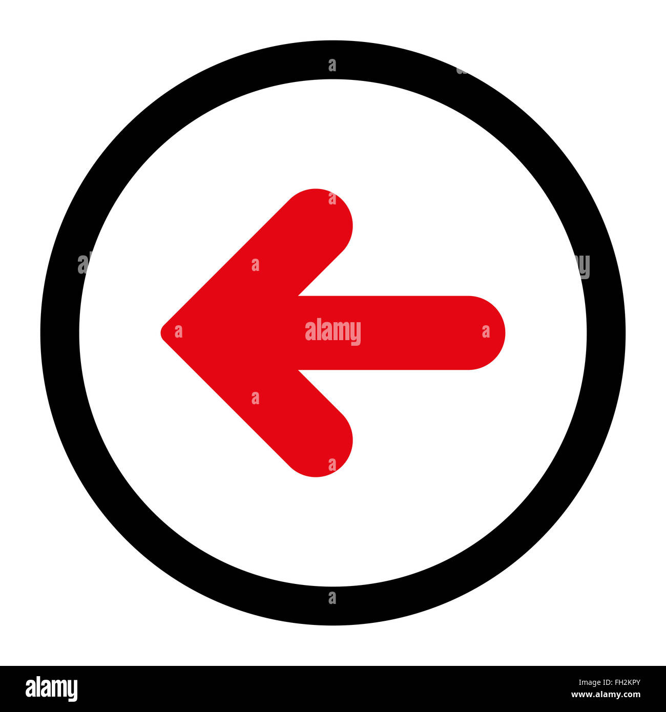 Arrow Left flat intensive red and black colors rounded vector icon ...