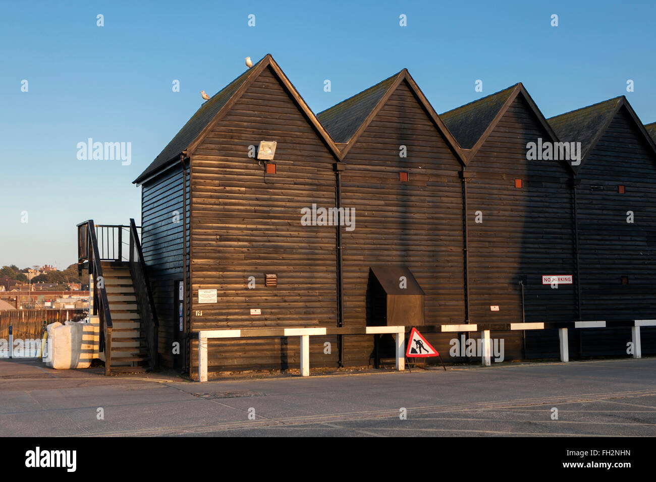 WHITSTABLE, KENT, UK DEC 9 Former fishermans huts converted into