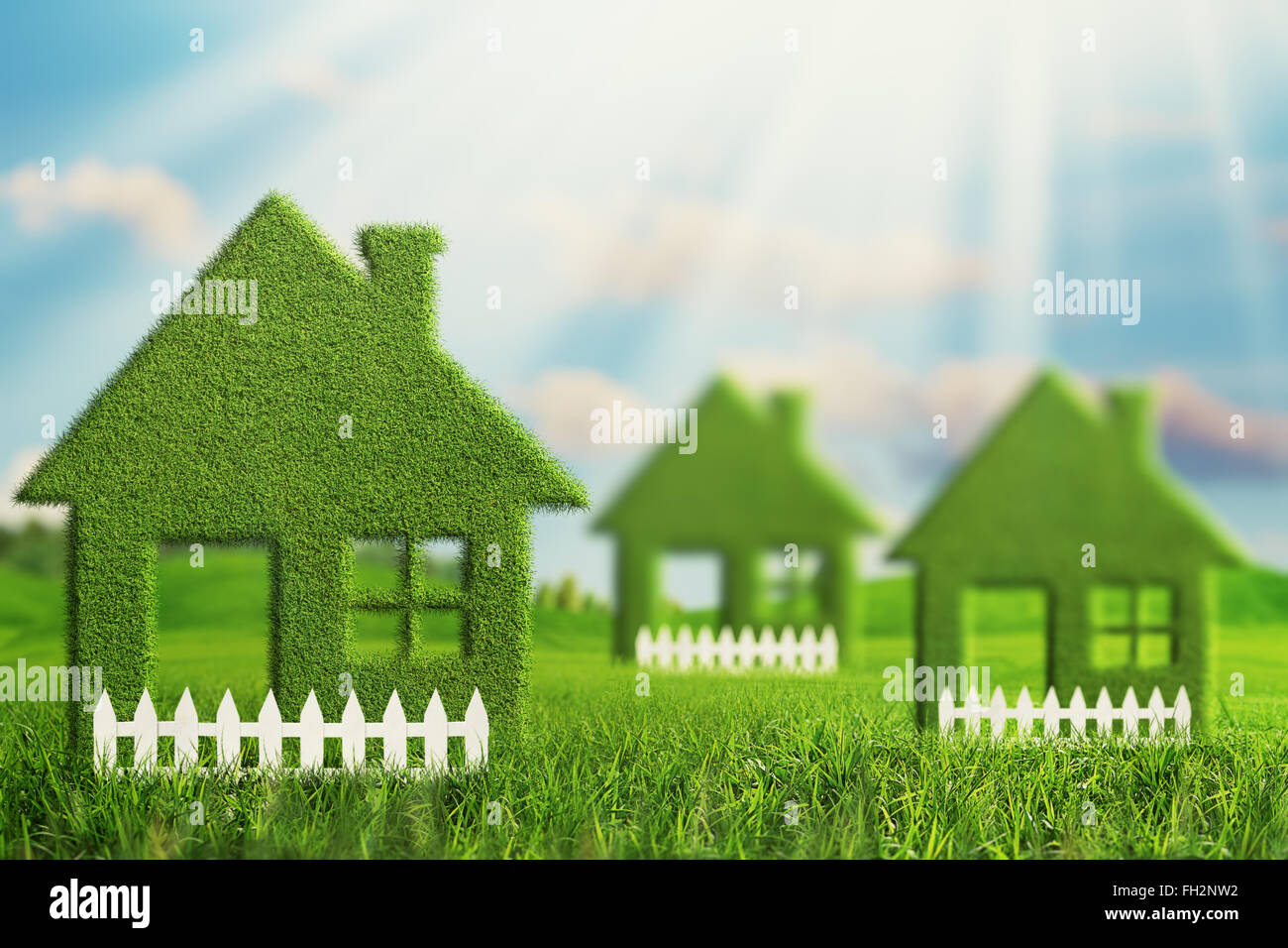 Green Eco village, abstract environmental backgrounds Stock Photo - Alamy