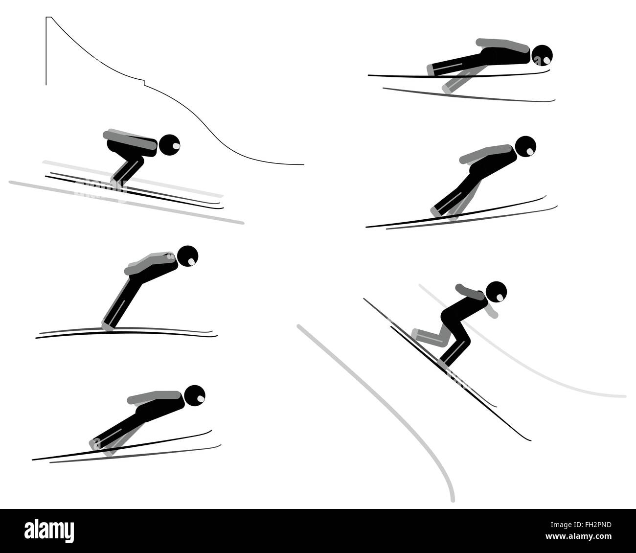 Ski jumping - pictogram set Stock Vector