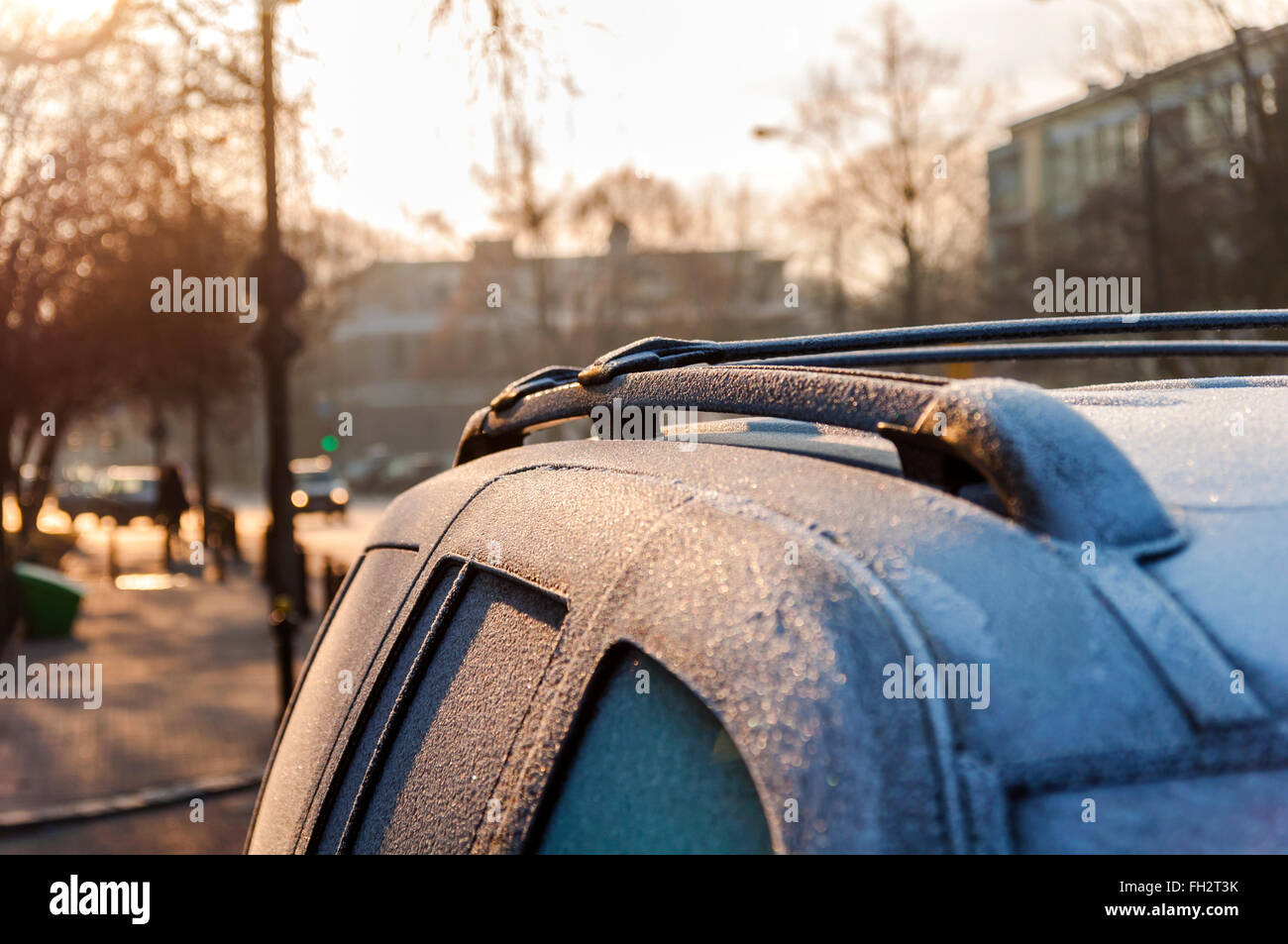 Car covered with frost in very cold morning Stock Photo Alamy