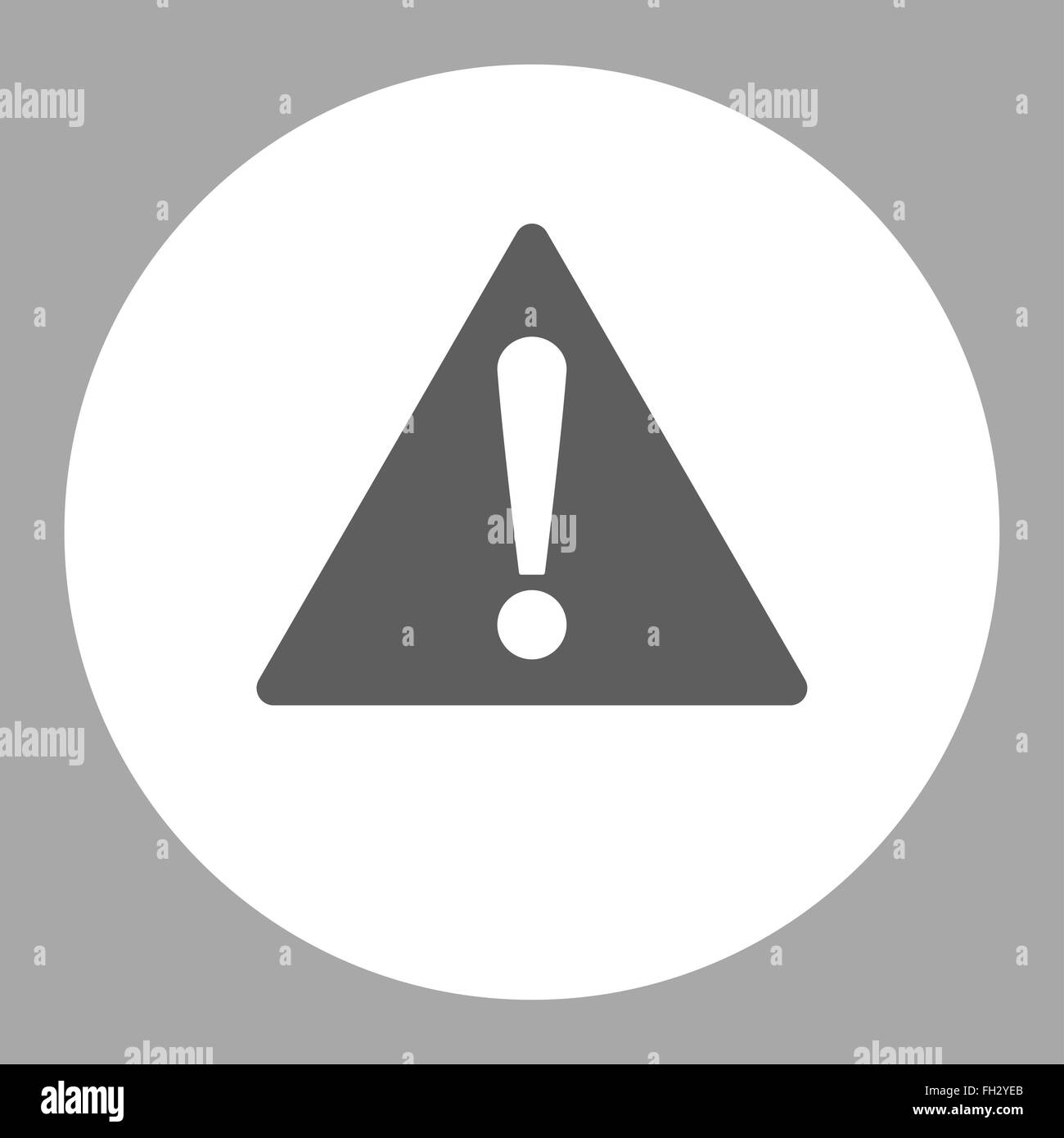 Warning flat dark gray and white colors round button Stock Photo - Alamy