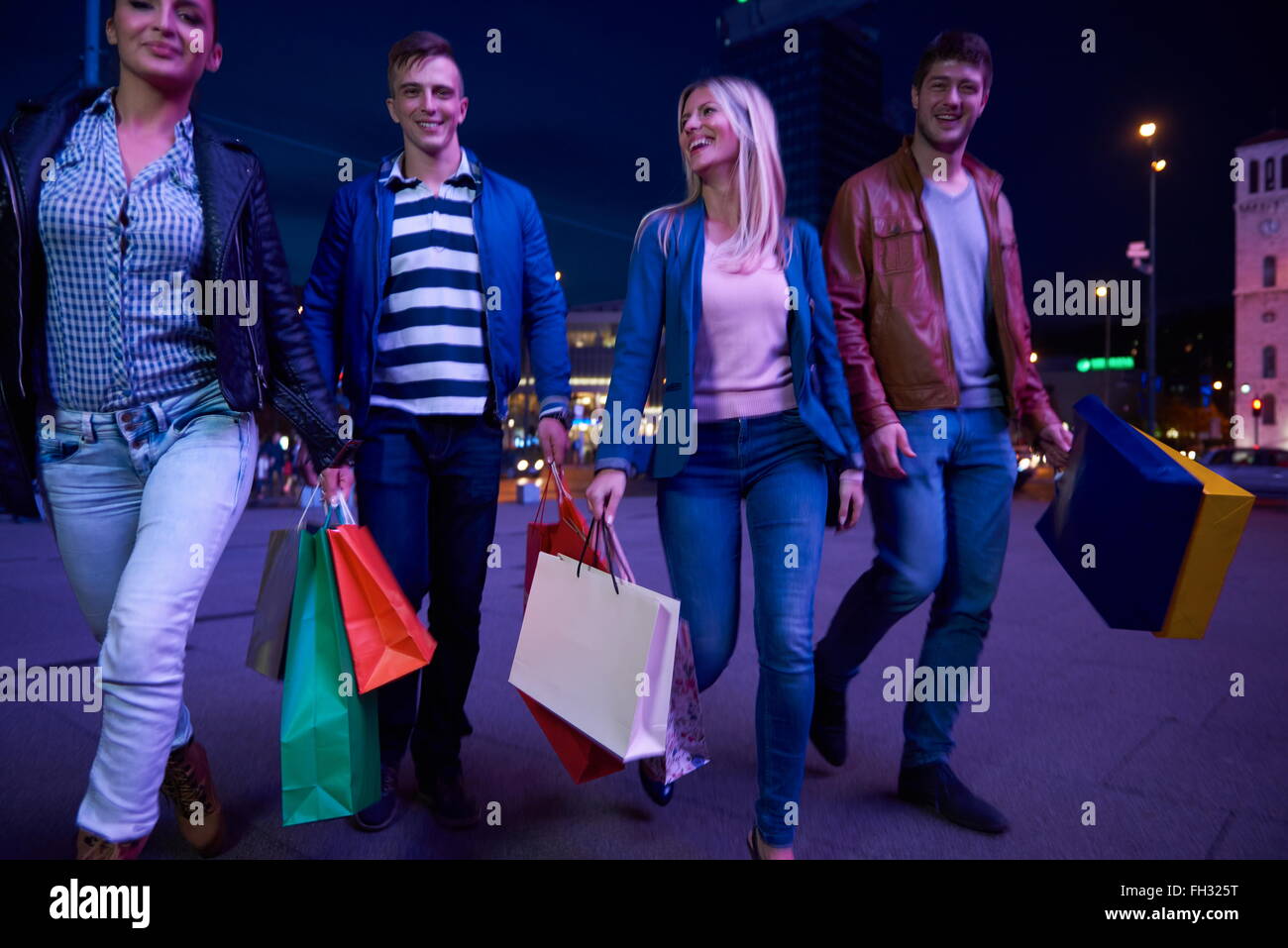 Group Of Friends Enjoying Shopping Stock Photo - Alamy