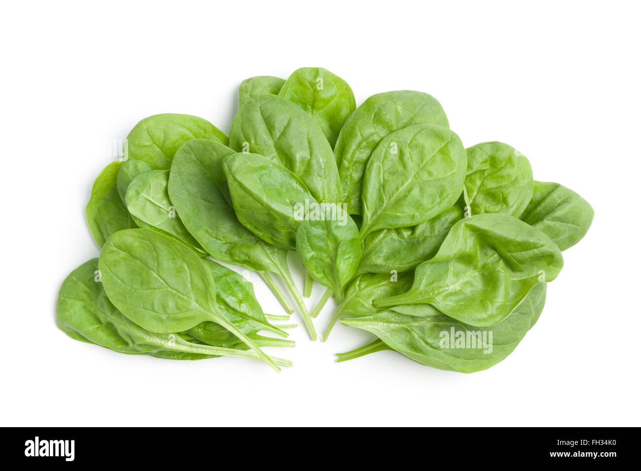 Fresh raw spinach leaves on white background Stock Photo