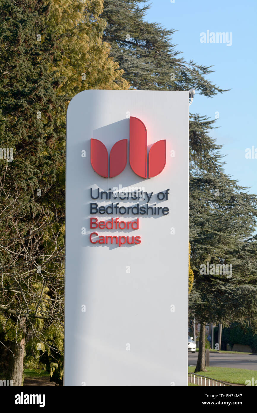 University of Bedfordshire Campus sign in Bedford, Bedfordshire