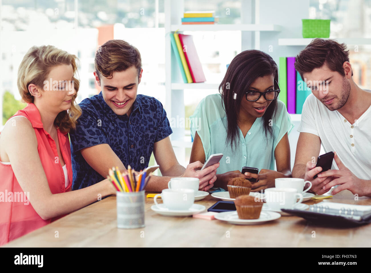 Creative team working together on a tablets and smartphones Stock Photo ...