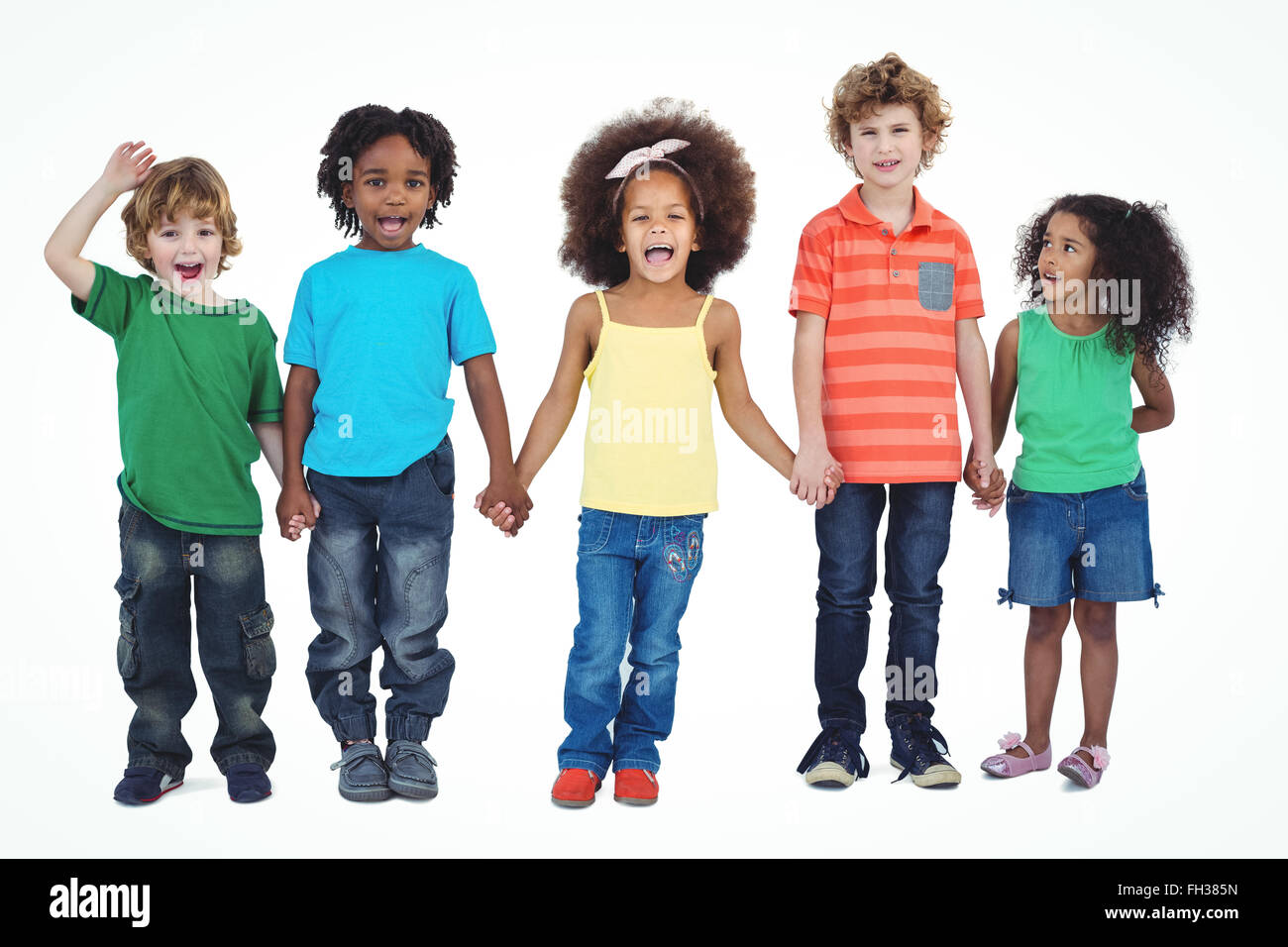 A row of children standing together Stock Photo - Alamy