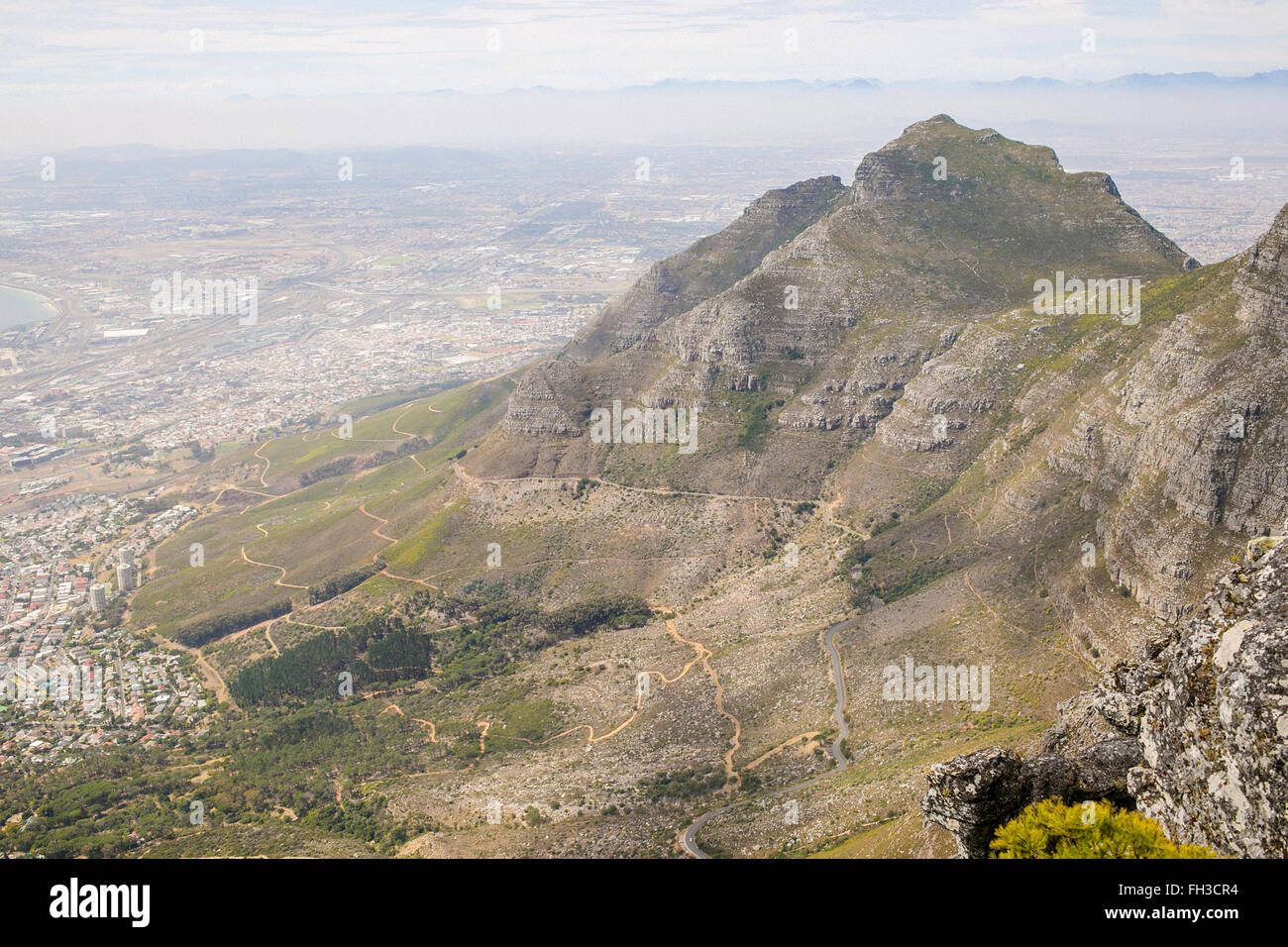 Devil's Peak from summit of Table Mountain in Cape Town Stock Photo - Alamy