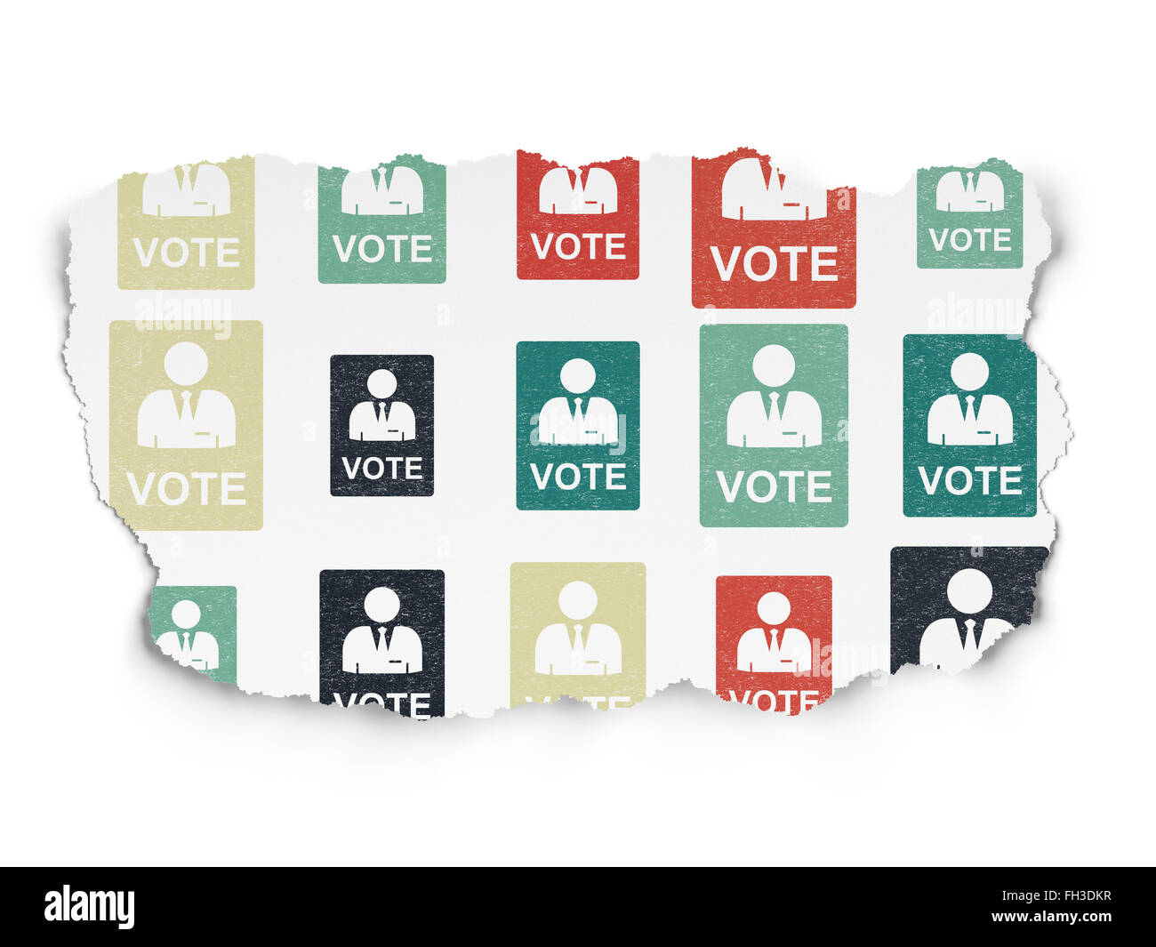 Political concept: Ballot icons on Torn Paper background Stock Photo ...
