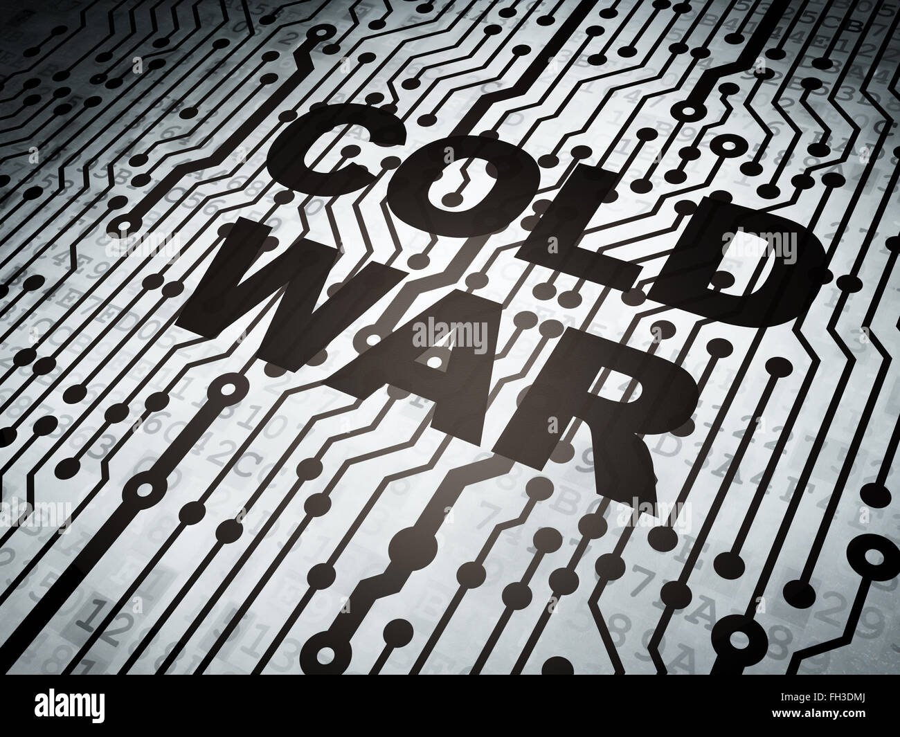 Political concept circuit board with Cold War Stock Photo Alamy