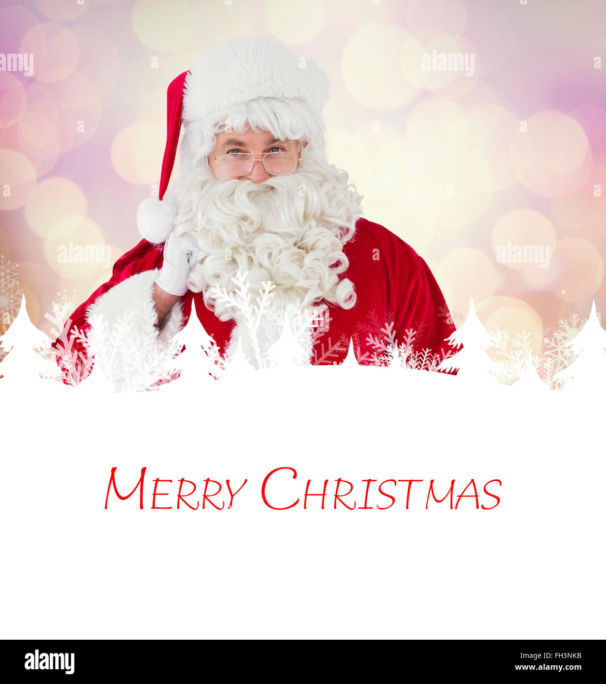 Composite image of smiling santa claus with his sack Stock Photo - Alamy