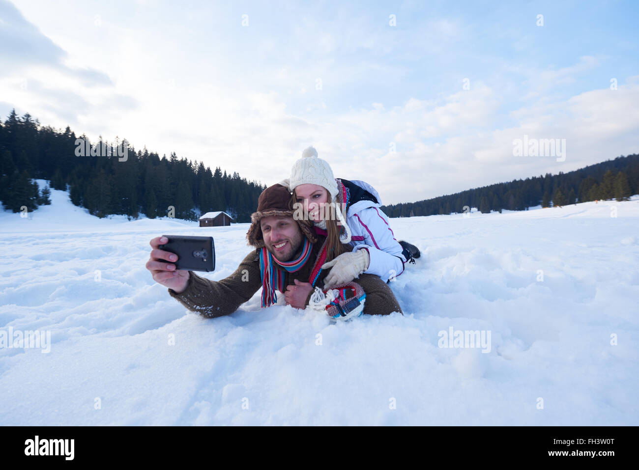 Man winter mountains taking selfie hi-res stock photography and images ...
