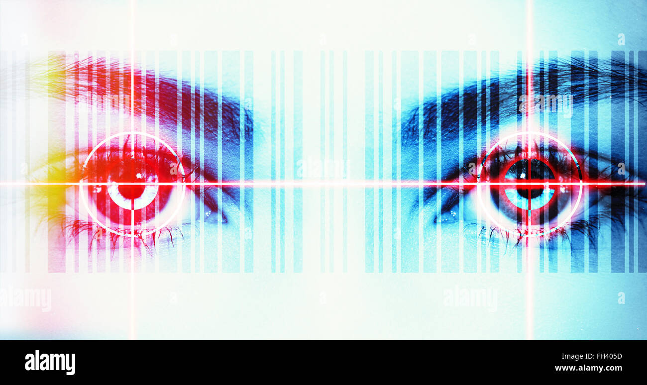 Eyes of a woman with barcode Stock Photo
