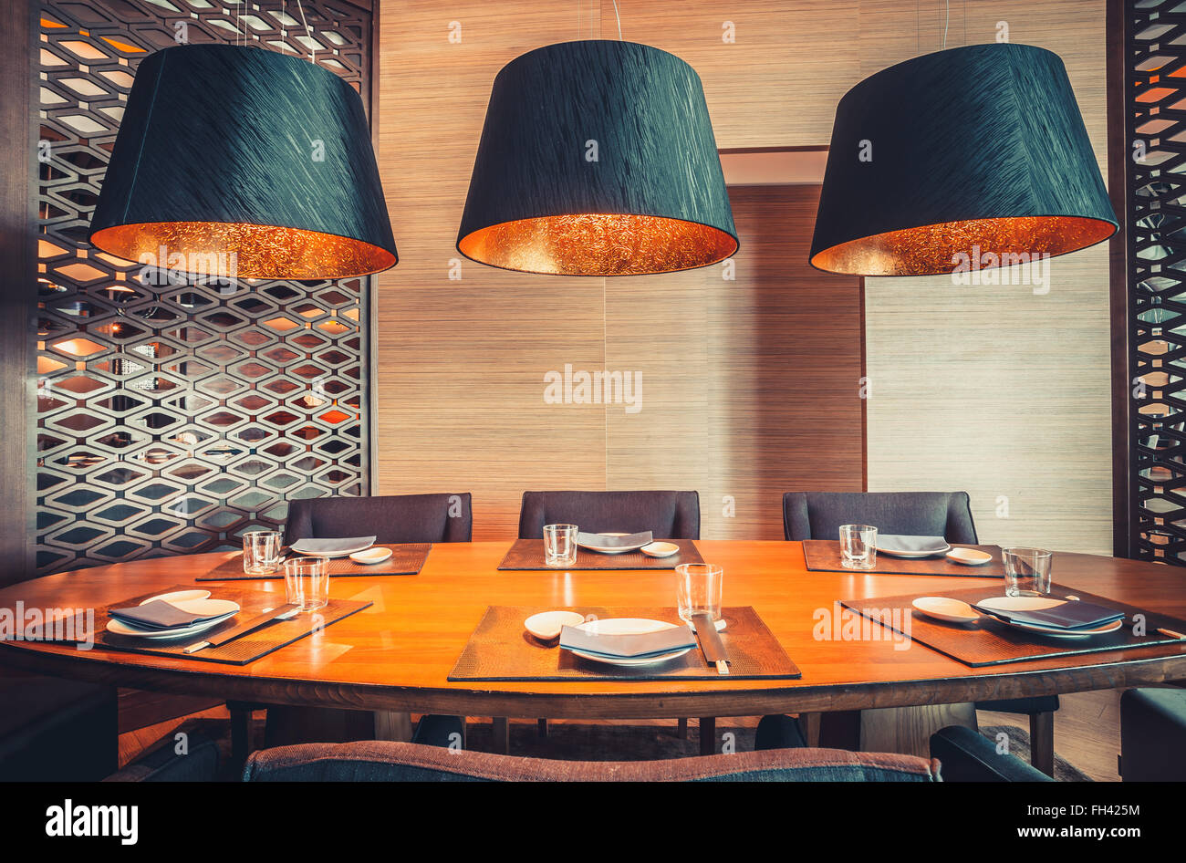 restaurant with table and tableware Stock Photo - Alamy