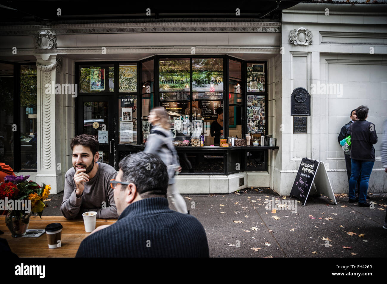 Seattle street coffee shop, Washington state Stock Photo Alamy