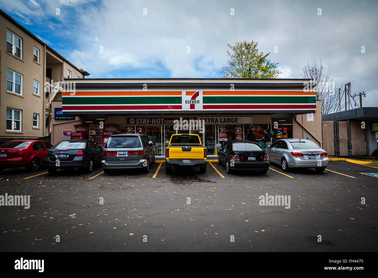 Exterior of a 7Eleven store on a road in Seattle, Washington State