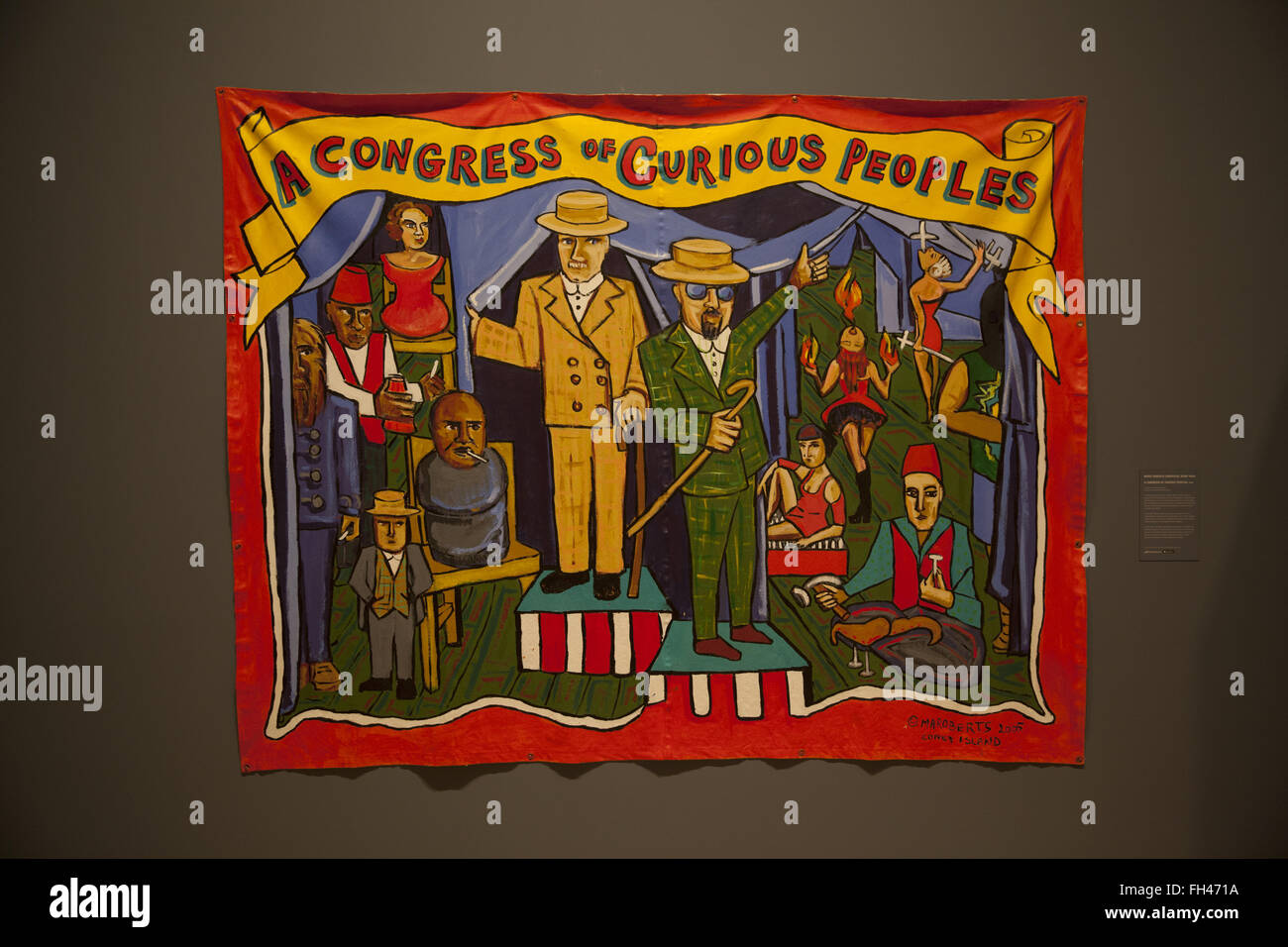 Original hand painted banners advertising acts in the 'Freak Show' at Coney Island shown here at the Coney Island Exhibition at the Brooklyn Museum.  (Marie Roberts, 2005) Stock Photo